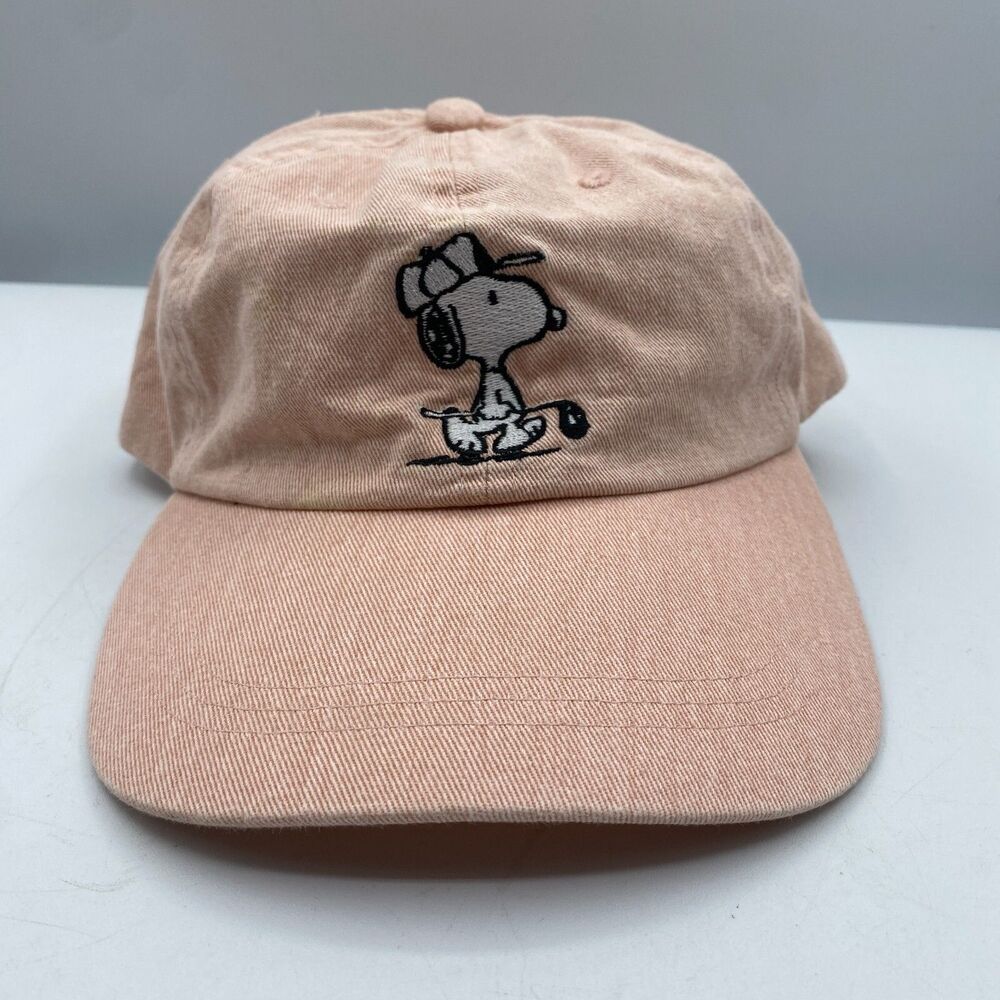 Peanuts Hat Adult OSFA Pink Buckle Adjustable Logo Baseball Cap Charlie Brown